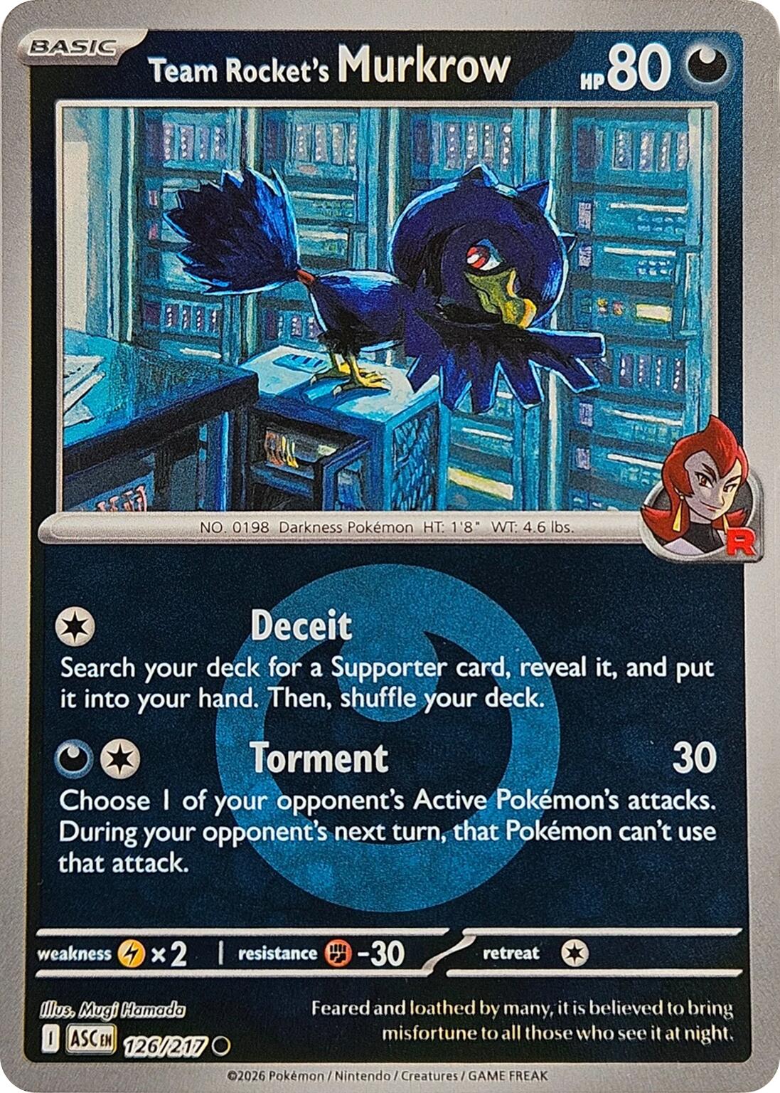 Team Rocket's Murkrow (126/217) (Energy Symbol Pattern) [Mega Evolution: Ascended Heroes] | Gamers Paradise