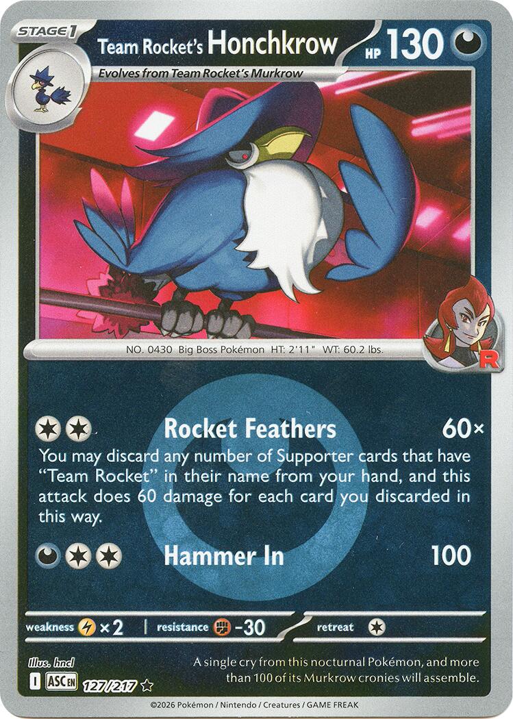 Team Rocket's Honchkrow (127/217) (Energy Symbol Pattern) [Mega Evolution: Ascended Heroes] | Gamers Paradise