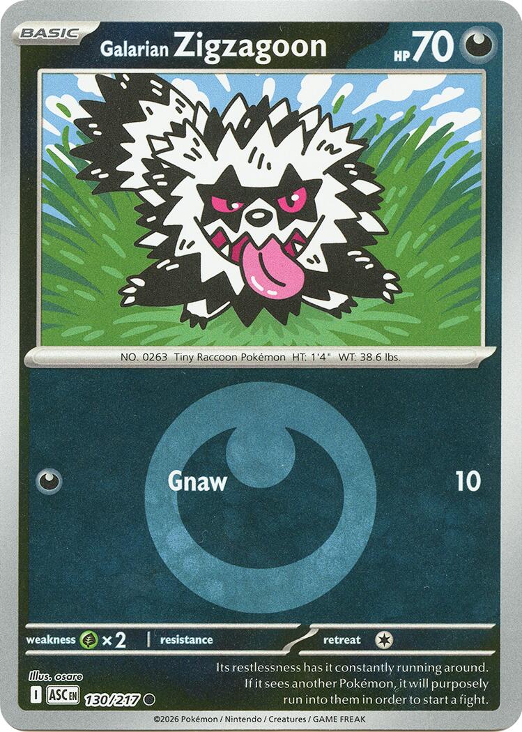 Galarian Zigzagoon (130/217) (Energy Symbol Pattern) [Mega Evolution: Ascended Heroes] | Gamers Paradise