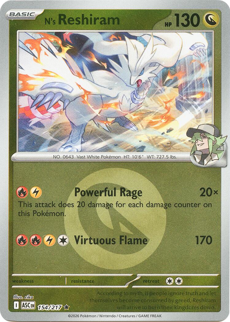 N's Reshiram (154/217) (Energy Symbol Pattern) [Mega Evolution: Ascended Heroes] | Gamers Paradise