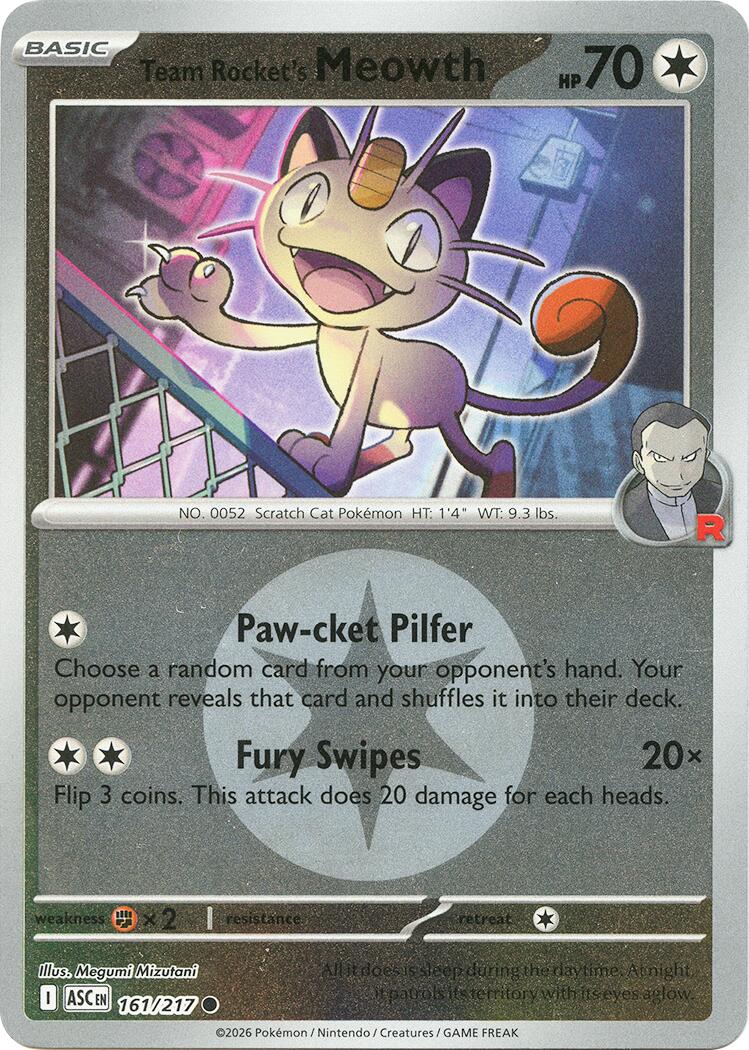 Team Rocket's Meowth (161/217) (Energy Symbol Pattern) [Mega Evolution: Ascended Heroes] | Gamers Paradise