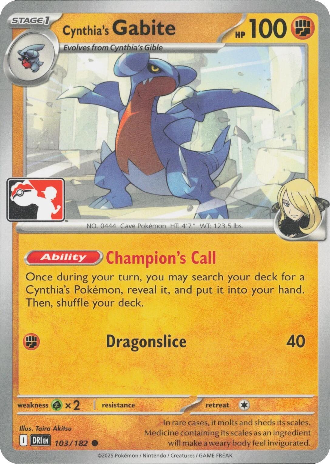 Cynthia's Gabite (103/182) [Prize Pack Series Eight] | Gamers Paradise