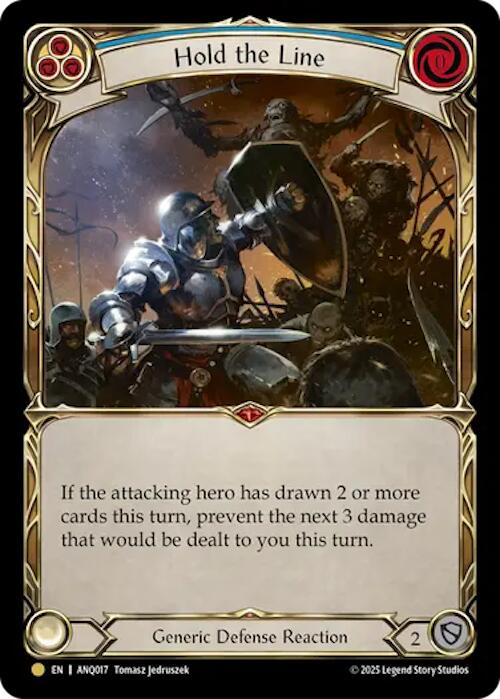 Hold The Line (Blue) (Gold) [ANQ017] (Compendium of Rathe - Antiquity Pack)  Rainbow Foil | Gamers Paradise