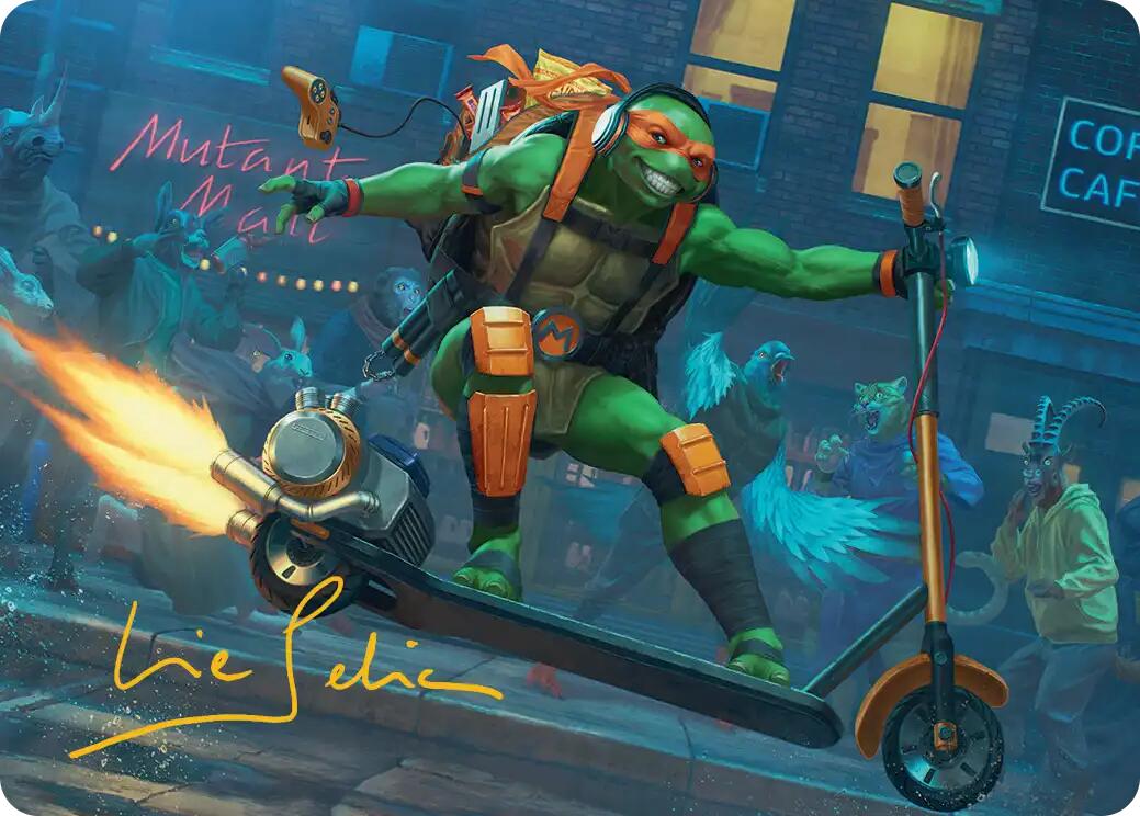 Michelangelo, On the Scene Art Card (Gold-Stamped Signature) [Teenage Mutant Ninja Turtles Art Series] | Gamers Paradise