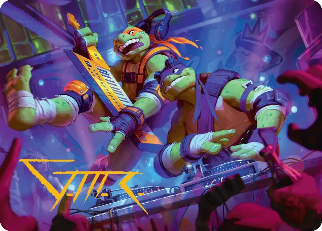 Mikey & Don, Party Planners Art Card (Gold-Stamped Signature) [Teenage Mutant Ninja Turtles Art Series] | Gamers Paradise