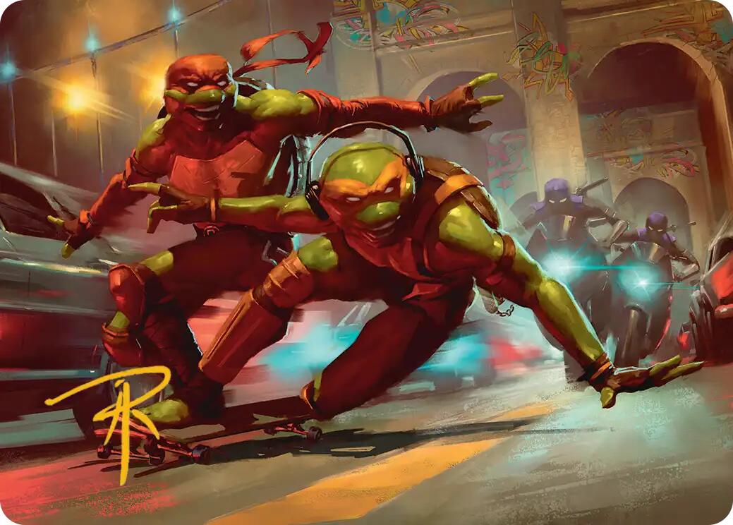 Raph & Mikey, Troublemakers Art Card (Gold-Stamped Signature) [Teenage Mutant Ninja Turtles Art Series] | Gamers Paradise