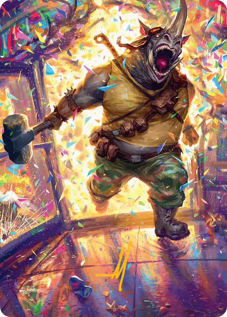 Rocksteady, Rowdy Rhino Art Card (Gold-Stamped Signature) [Teenage Mutant Ninja Turtles Art Series] | Gamers Paradise