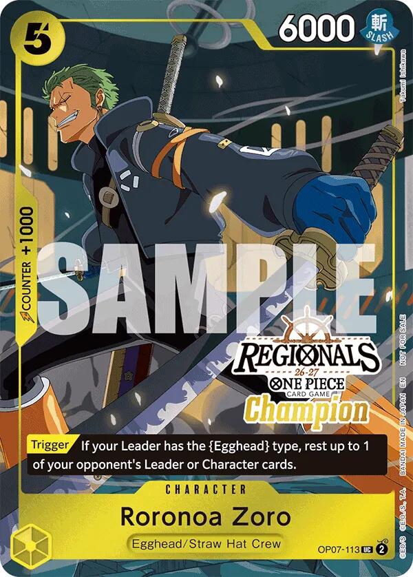 Roronoa Zoro (Regionals Champion Card Set 26-27) [One Piece Promotion Cards] | Gamers Paradise