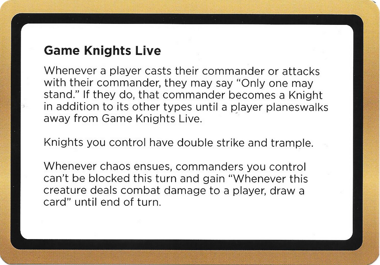 Game Knights Live (Black Lotus Unknown Planechase) [Oversize Cards] | Gamers Paradise