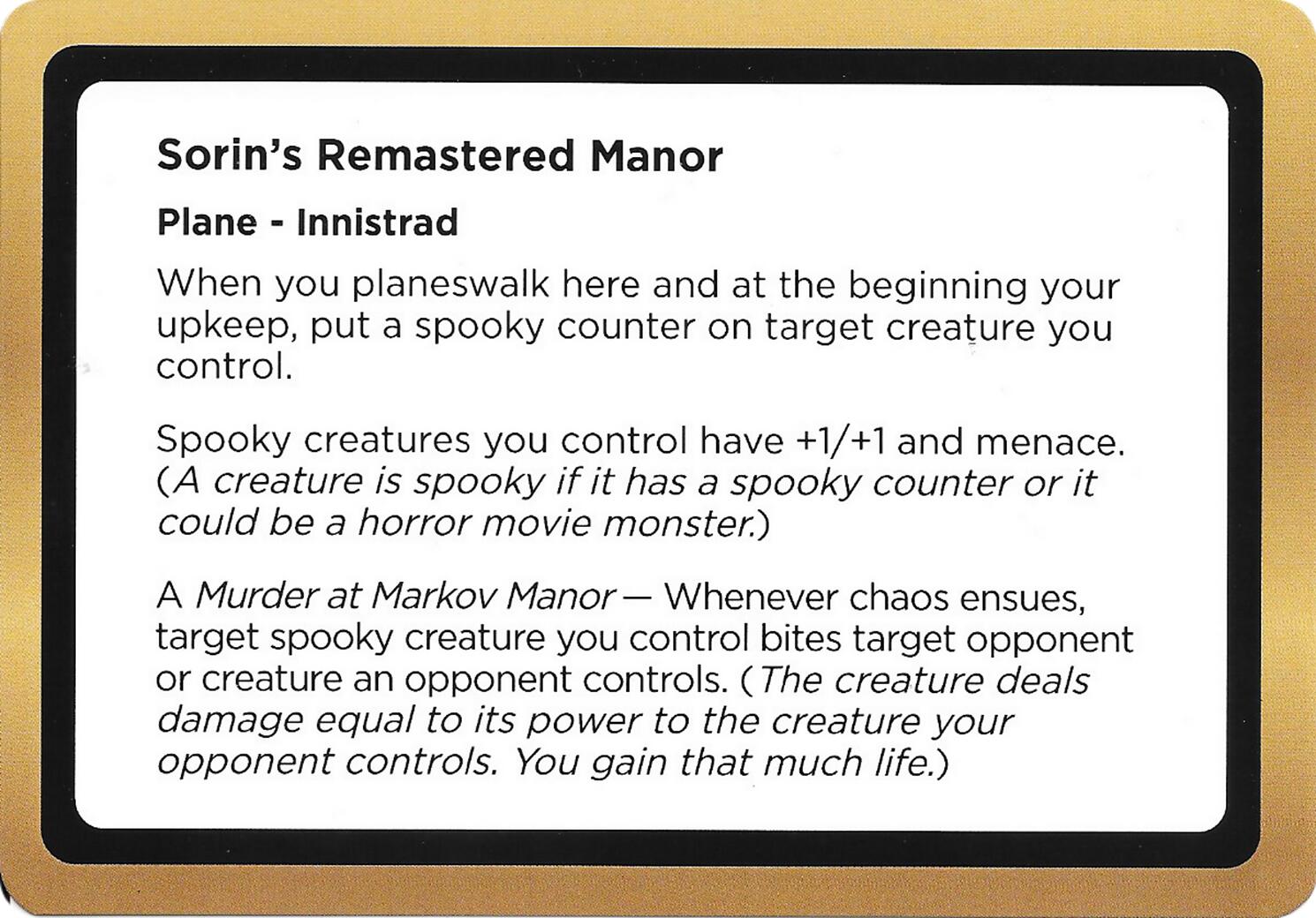 Sorin's Remastered Manor (Black Lotus Unknown Planechase) [Oversize Cards] | Gamers Paradise