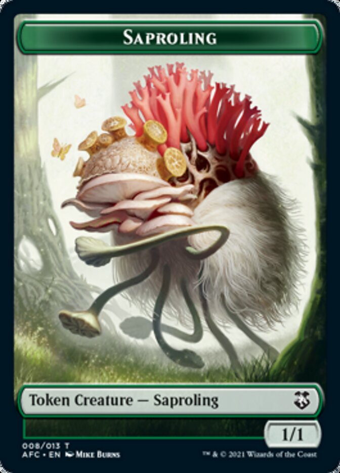 Knight // Saproling Double-Sided Token [Dungeons & Dragons: Adventures in the Forgotten Realms Commander Tokens] | Gamers Paradise