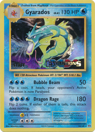 Gyarados (34/108) (XY Evolutions Staff Prerelease) [XY: Black Star Promos] | Gamers Paradise