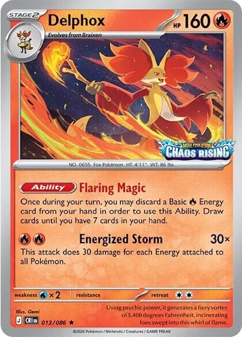 Delphox (013/086) (Chaos Rising Stamped) [Miscellaneous Cards] | Gamers Paradise