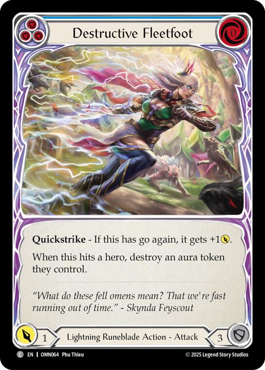 Destructive Fleetfoot (Blue) [OMN064] (Omens of the Third Age)  Rainbow Foil | Gamers Paradise