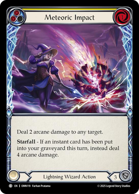 Meteoric Impact (Yellow) [OMN119] (Omens of the Third Age)  Rainbow Foil | Gamers Paradise