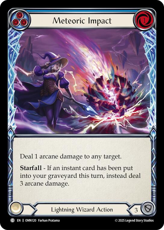 Meteoric Impact (Blue) [OMN120] (Omens of the Third Age)  Rainbow Foil | Gamers Paradise