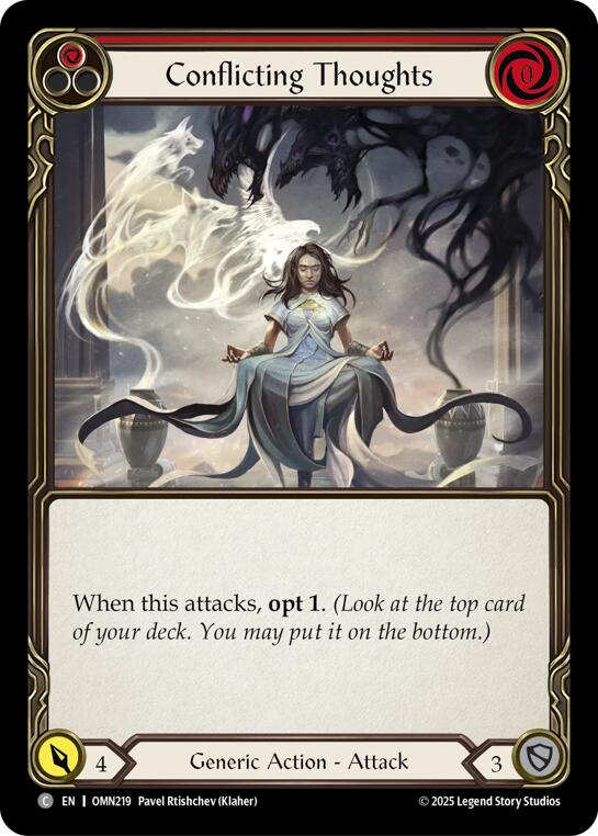 Conflicting Thoughts (Red) [OMN219] (Omens of the Third Age)  Rainbow Foil | Gamers Paradise