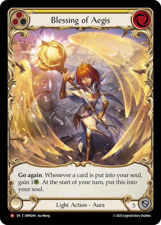 Blessing Of Aegis (Yellow) (Extended Art) [OMN244] (Omens of the Third Age)  Cold Foil | Gamers Paradise