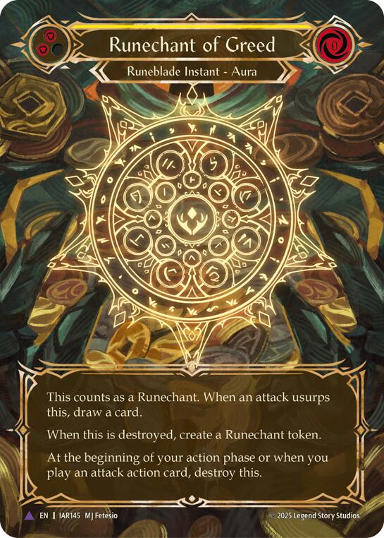 Runechant of Greed (Yellow) (Marvel) [IAR145-MV] (Omens of the Third Age)  Cold Foil | Gamers Paradise