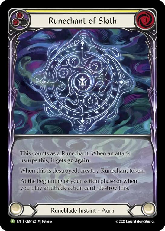 Runechant of Sloth (Yellow) [GEM182-RF] (GEM Pack 5)  Rainbow Foil | Gamers Paradise
