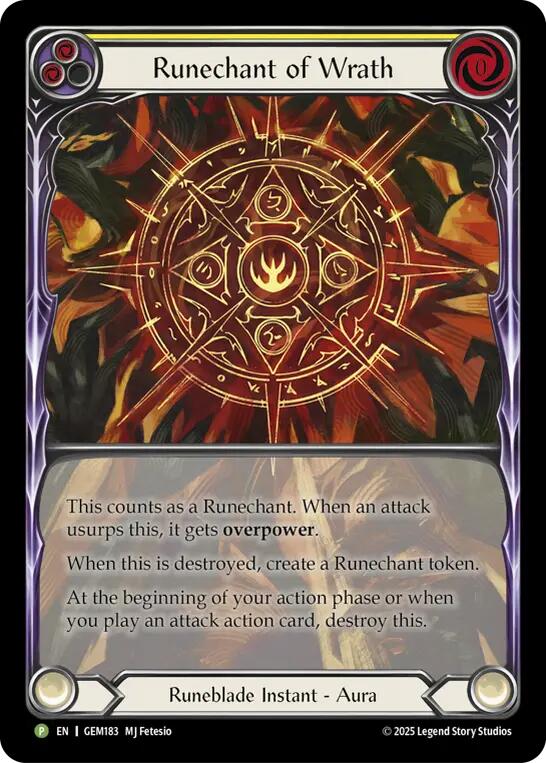Runechant of Wrath (Yellow) [GEM183-RF] (GEM Pack 5)  Rainbow Foil | Gamers Paradise