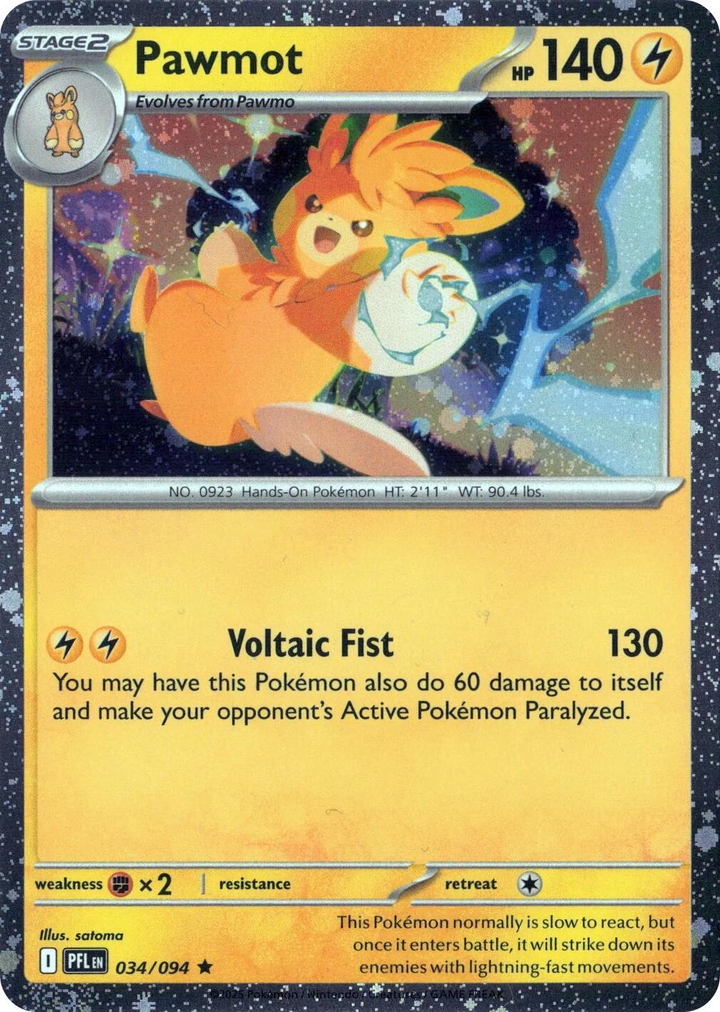 Pawmot (034/094) (Cosmos Holo) [Mega Evolution: Phantasmal Flames] | Gamers Paradise