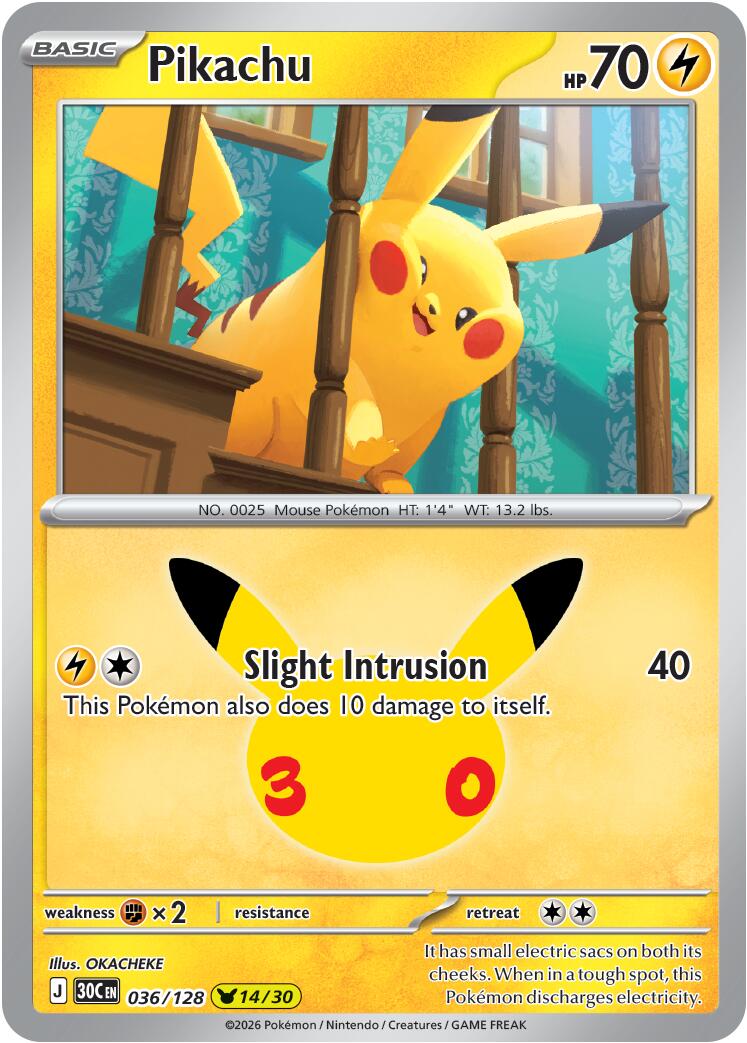 Pikachu (036/128) [Mega Evolution: 30th Celebration] | Gamers Paradise
