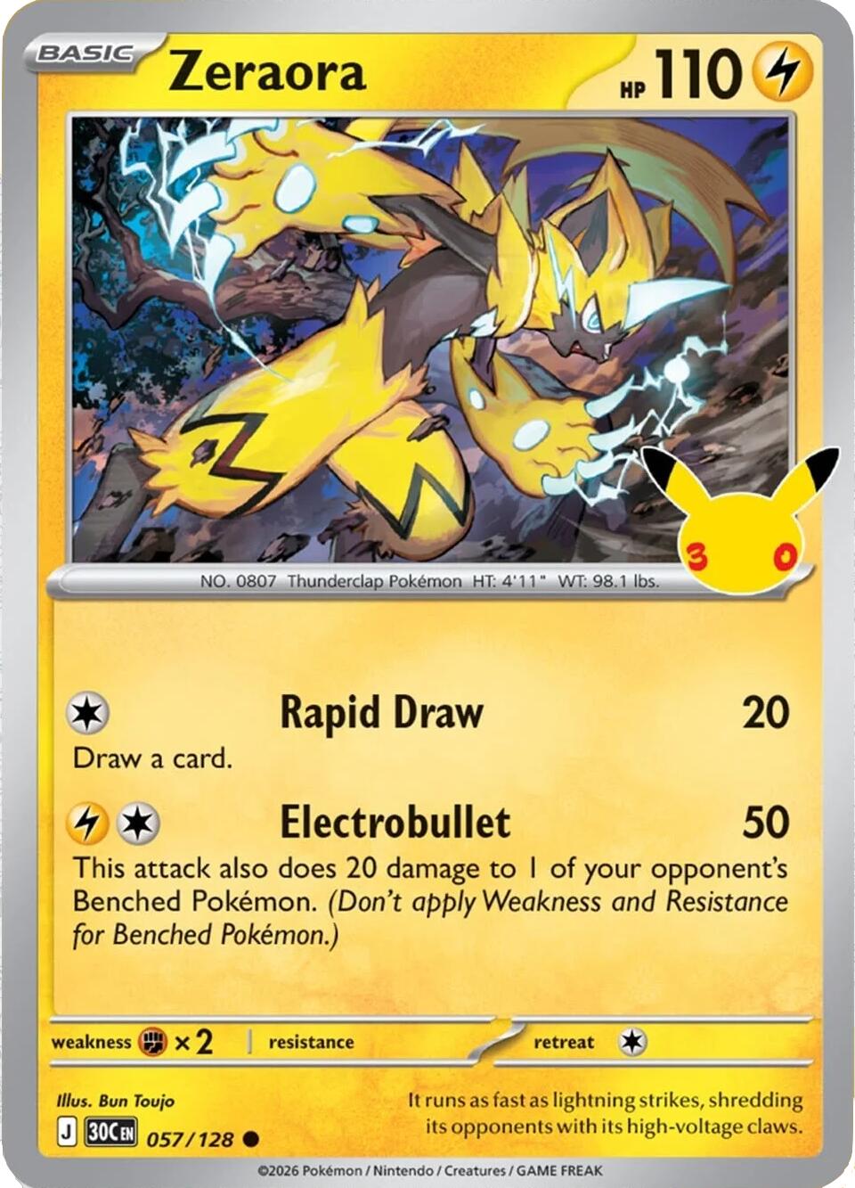 Zeraora (057/128) [Mega Evolution: 30th Celebration] | Gamers Paradise
