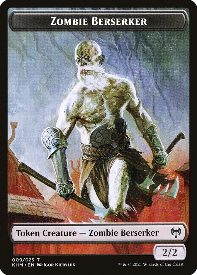 Human Warrior // Zombie Berserker Double-Sided Token [Kaldheim Tokens] | Gamers Paradise