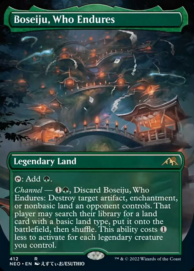 Boseiju, Who Endures (Borderless Alternate Art) [Kamigawa: Neon Dynasty] | Gamers Paradise