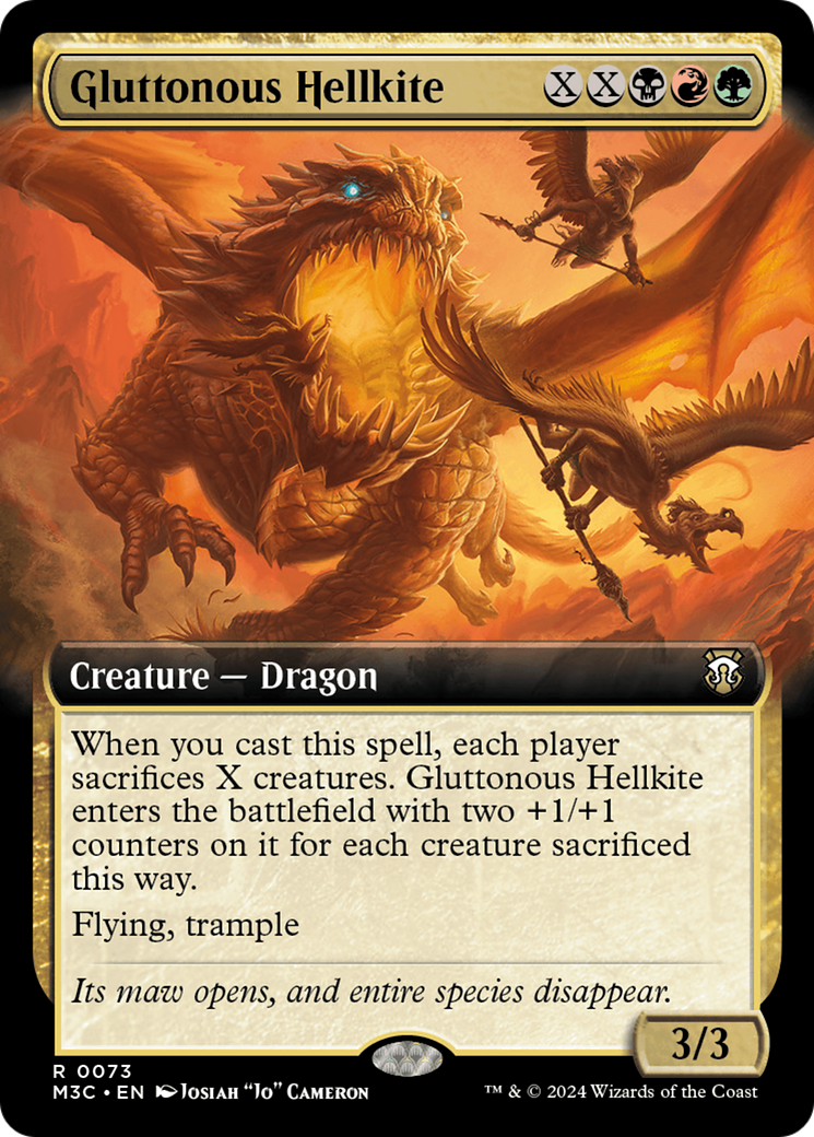 Gluttonous Hellkite (Extended Art) (Ripple Foil) [Modern Horizons 3 Commander] | Gamers Paradise