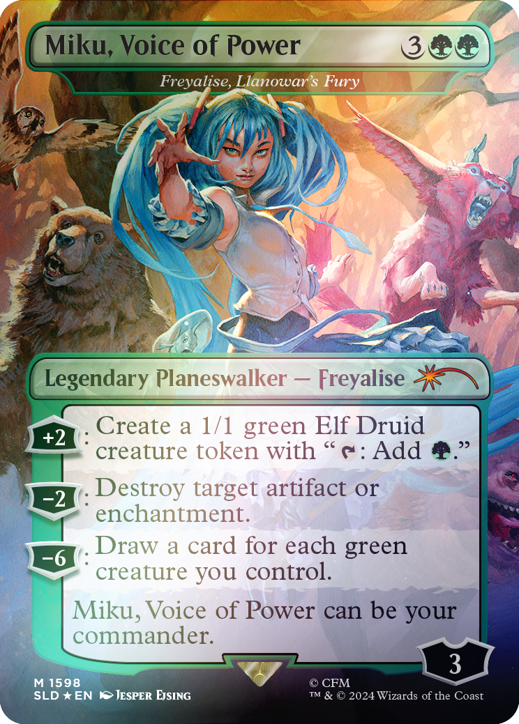 Miku, Voice of Power - Freyalise, Llanowar's Fury (Rainbow Foil) [Secret Lair Drop Series] | Gamers Paradise