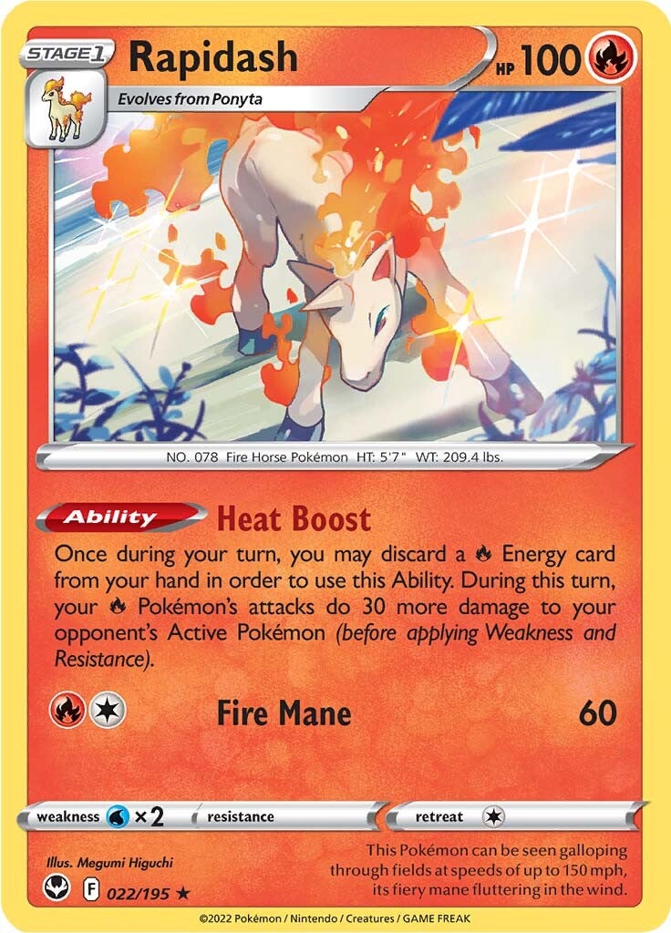 Rapidash (022/195) (Theme Deck Exclusive) [Sword & Shield: Silver Tempest] | Gamers Paradise