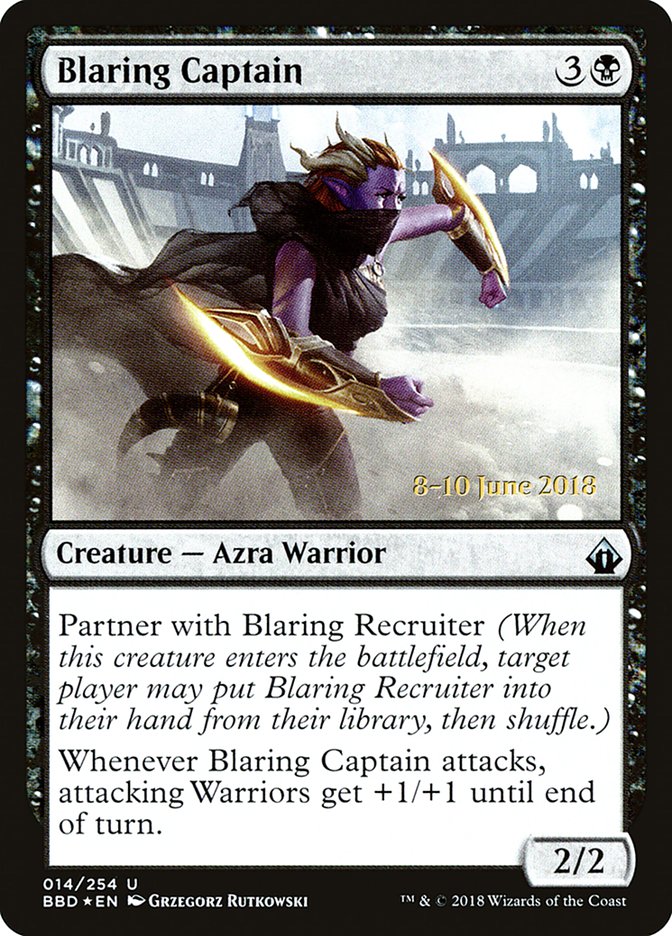Blaring Captain (Prerelease) [Battlebond Prerelease Promos] | Gamers Paradise