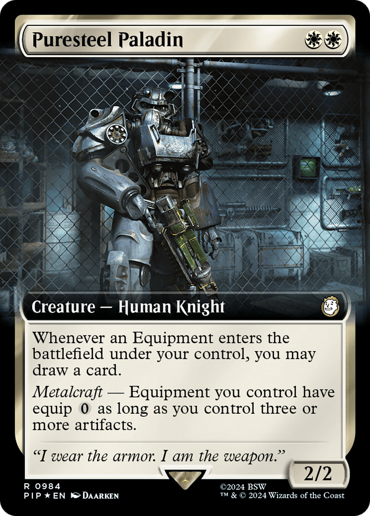 Puresteel Paladin (Extended Art) (Surge Foil) [Fallout] | Gamers Paradise