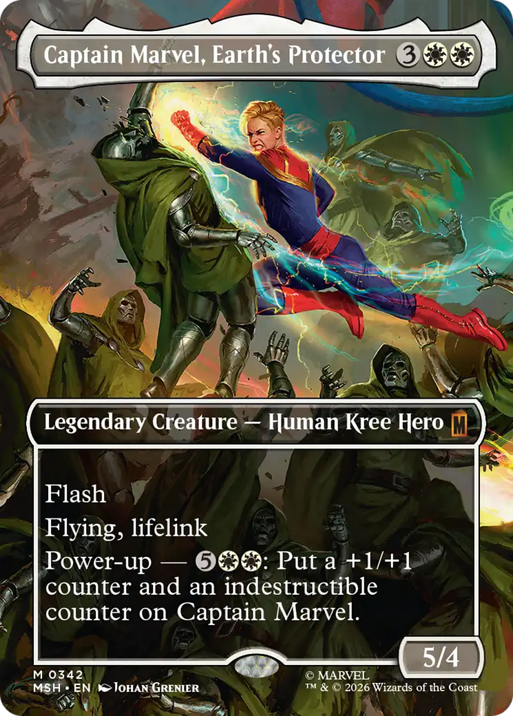 Captain Marvel, Earth's Protector (Borderless) (0342) [Marvel Super Heroes] | Gamers Paradise