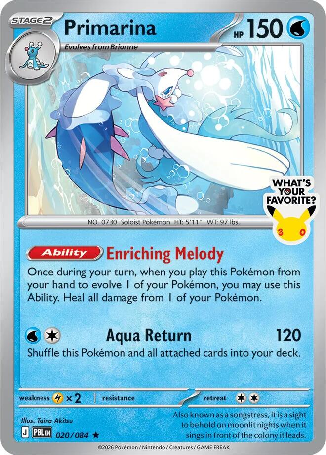 Primarina (020/084) (What's Your Favorite Stamp) [Mega Evolution: Pitch Black] | Gamers Paradise