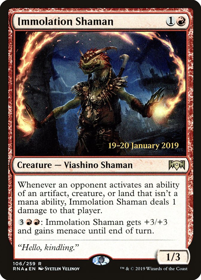 Immolation Shaman [Ravnica Allegiance Prerelease Promos] | Gamers Paradise