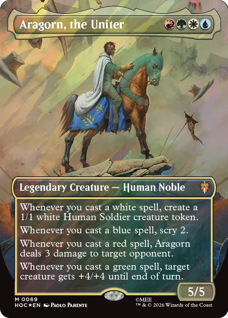 Aragorn, the Uniter (Borderless) (Surge Foil) [The Hobbit: Eternal-Legal] | Gamers Paradise
