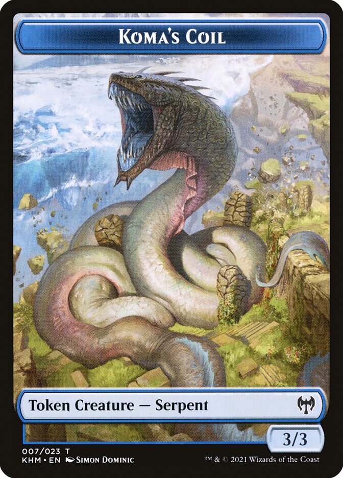 Human Warrior // Koma's Coil Double-Sided Token [Kaldheim Tokens] | Gamers Paradise