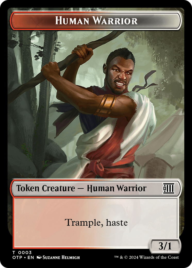 Treasure // Human Warrior Double-Sided Token [Outlaws of Thunder Junction Tokens] | Gamers Paradise