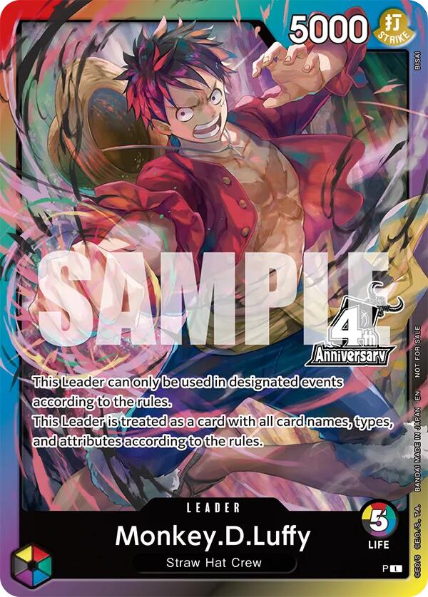 Monkey.D.Luffy (4th Anniversary Leader Card) [One Piece Promotion Cards] | Gamers Paradise
