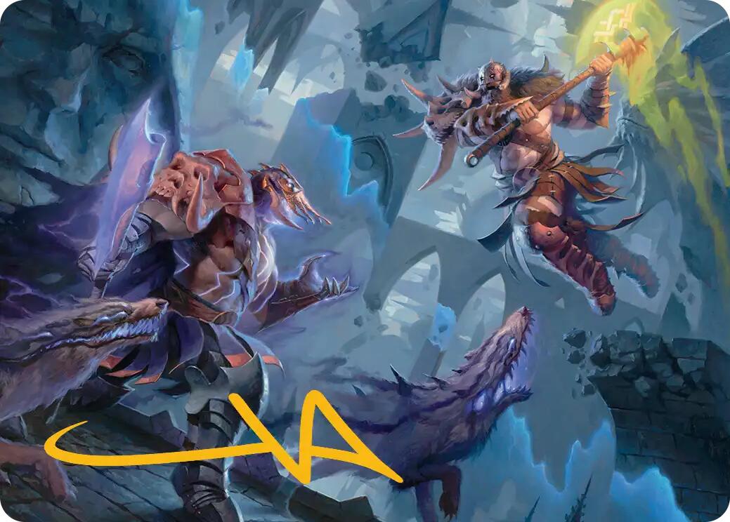 Garruk, Veiled Butcher // Garruk, Curse Breaker Art Card (Gold-Stamped Signature) [Reality Fracture Art Series] | Gamers Paradise