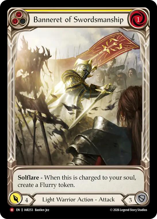 Banneret of Swordsmanship (Extended Art Rainbow Foil) [IAR253] (Usurp the Shadow Throne)  Rainbow Foil | Gamers Paradise