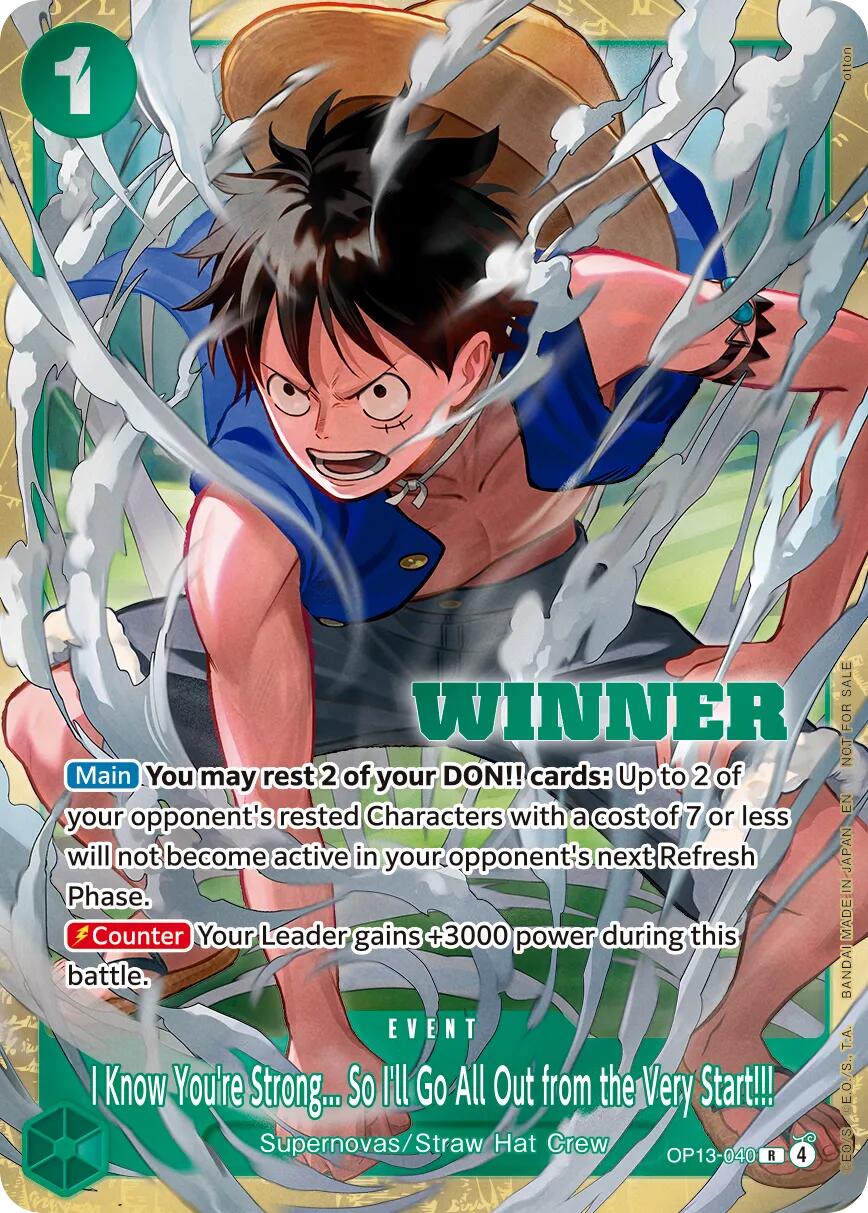 I Know You're Strong... So I'll Go All Out from the Very Start!!! (Winner Pack 2026 Vol. 4) [One Piece Promotion Cards] | Gamers Paradise