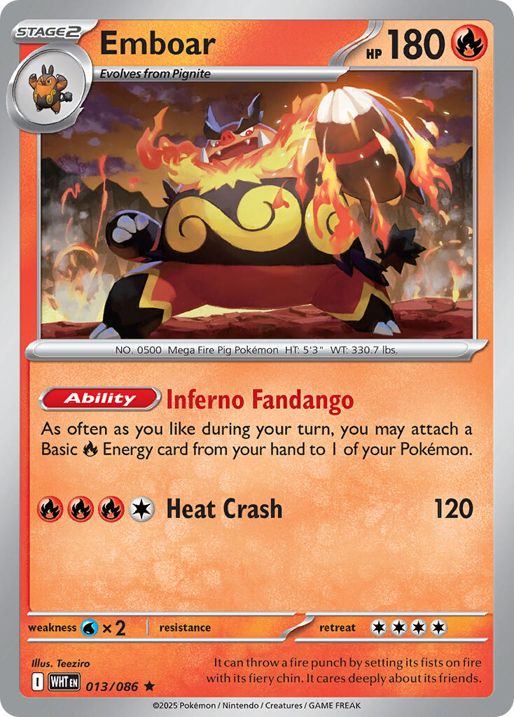 Emboar (013/086) (Deck Exclusive) [Scarlet & Violet: White Flare] | Gamers Paradise