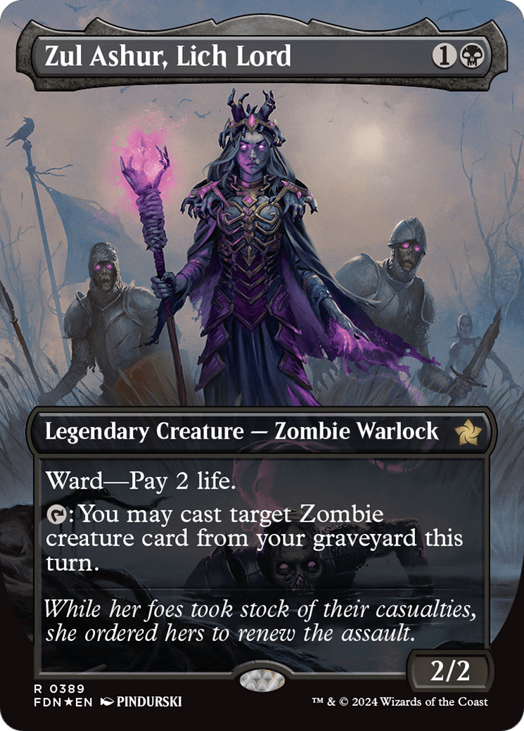 Zul Ashur, Lich Lord (Borderless) (Mana Foil) [Foundations] | Gamers Paradise