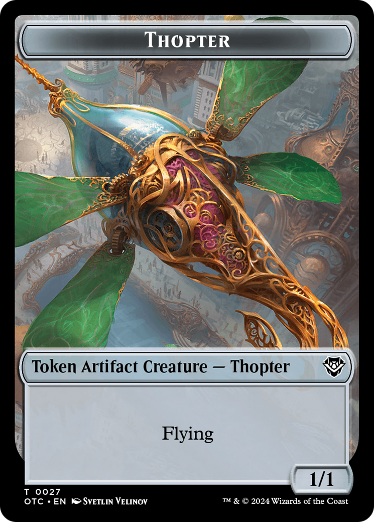 Thopter // Manifest Double-Sided Token [Outlaws of Thunder Junction Commander Tokens] | Gamers Paradise