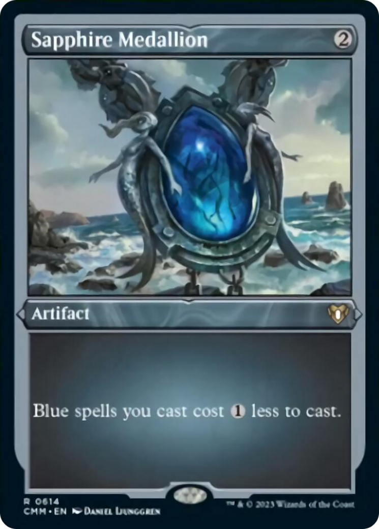 Sapphire Medallion (Foil Etched) [Commander Masters] | Gamers Paradise