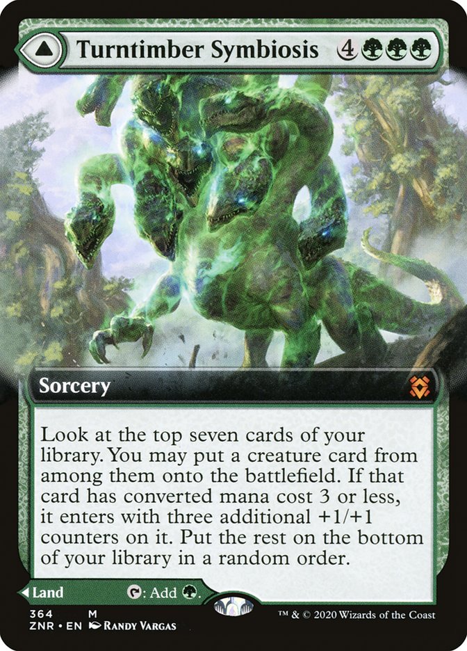 Turntimber Symbiosis // Turntimber, Serpentine Wood (Extended Art) [Zendikar Rising] | Gamers Paradise